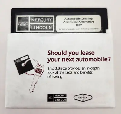 Ford Lincoln Mercury Automobile Leasing 1987 Software • Vintage 5.25 Floppy Disk • $24.99
