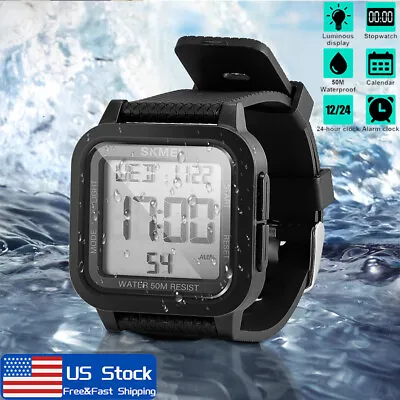 Men's Military Sports Watch LED Screen Large Digital Face Waterproof Wristwatch • $10.85