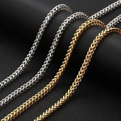 Unisex Stainless Steel Franco Link Chain Solid Square Box Necklace 2.5MM 4MM • $10.33