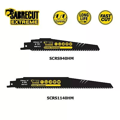 SabreCut Heavy Duty Carbide Reciprocating Sabre Saw Blades Long Life Wood Metal • £13.99