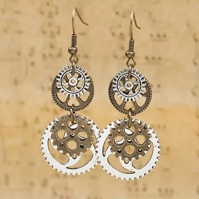 Creative Steampunk Gear Design Dangle Earrings Retro Boho Jewelry Female Gifts • $1.80