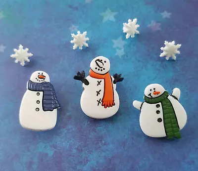 3 Snowman & 4 Mini Snowflake Buttons/embellishments ~ New & Un-used! • $2.99