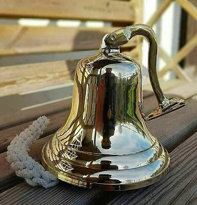 Nautical Brass Bell Dinner Door Vintage Ship School Pub Wall Hanging Bell • $43