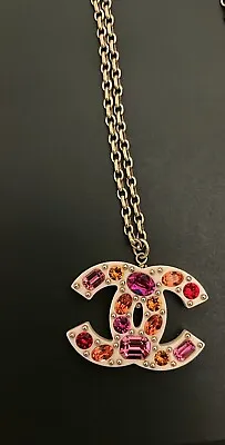 Chanel Necklace Raisin Gold Tone CC Crystals • £559