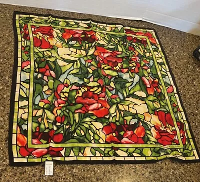 Metropolitan Museum Of Art “Tiffany” Peony Neckerchief Silk Scarf 20” Square VTG • $30