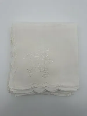 Vintage Set Of 12 White Embroidery Napkins Floral 16x16 • $15