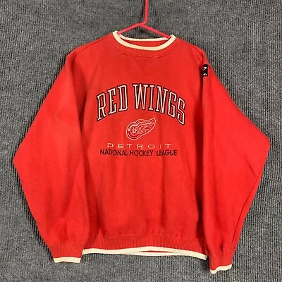 VTG Logo Athletic Detroit Red Wings Sweatshirt Mens M Red Embroidered NHL 90s • $28.94