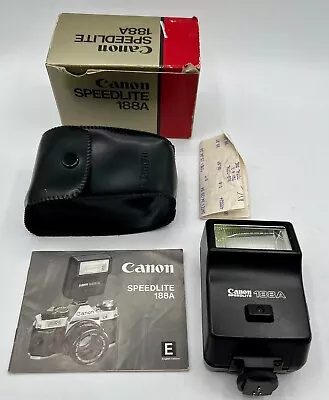 Vintage Canon Speedlite 188A Shoe Mount Flash Camera Attachment Box Manual Case • $35