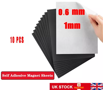 10 X A4 Magnetic Magnet Sheets Self Adhesive Backed Thickness Crafts Material • £17.70