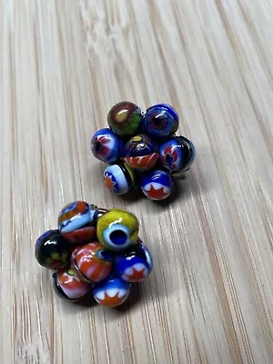 Venetian Murano Italian Clip On Earrings Millefiori Vintage • $14.99