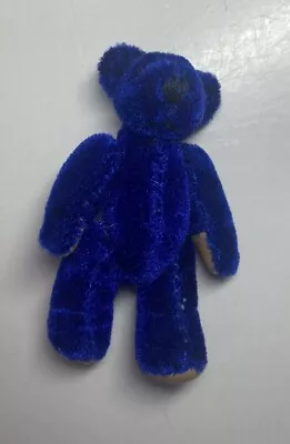 Classic TEDDY BEAR Royal Blue Plush Stuffed Jointed Velvet • $20