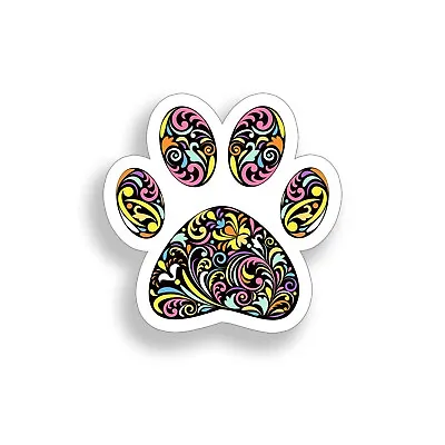 Dog Paw Print Sticker K9 Pet Colorful Pattern Cup Cooler Car Window Bumper Decal • $2.95