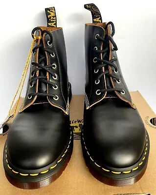 Dr Martens Black 101 Archive Vintage Smooth Leather Boots Size Uk 8 Eu 42 • £84