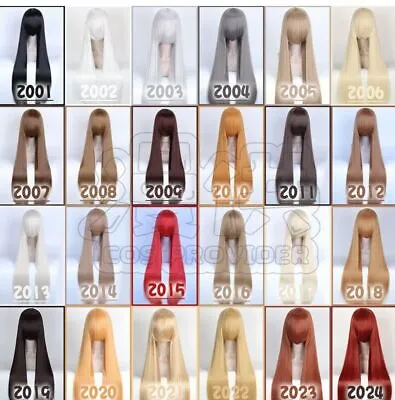 Cosplay Multicolor Basic Long Straight Wigs Hair 60 80 100cm Black White Brown • $29.90