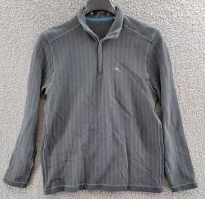 TOMMY BAHAMA Playa Point Half-Zip Sweater Men's S Coal Herringbone Pattern L/S • $27.62