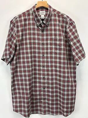 Men’s L.L. Bean Button Up Shirt Sz XLT Tall Plaid Short Sleeve Cotton EUC • $18.50