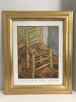 Van Gogh “The Chair” Print Gold Gilt Crackled Wooden Matted Framed 18x14” • $28.76