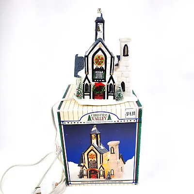 $26.99 • Buy Vintage CHRISTMAS VALLEY Village Church With Steeple Porcelain Lighted  1992