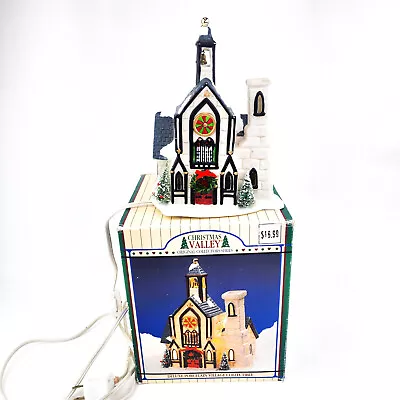 $26.99 • Buy Vintage CHRISTMAS VALLEY Village Church With Steeple Porcelain Lighted  1992