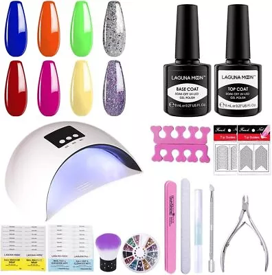Gel Nail Polish Kit With 36W Nail Dryer UV Led Lamp - Home Manicure Nail Art St • £29.53