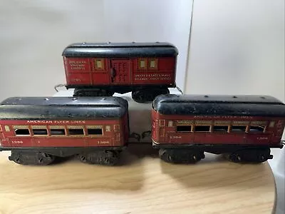 3-  American Flyer Prewar O Gauge Tin Plate Passenger Cars 1306 1306 1205 • $29