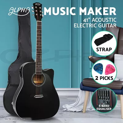 $109.95 • Buy Alpha 41” Inch Electric Acoustic Guitar Wooden Classical Full Size EQ Bass Black