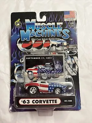 1:64 MUSCLE MACHINES ‘63 Corvette Red White And Blue • $6.95