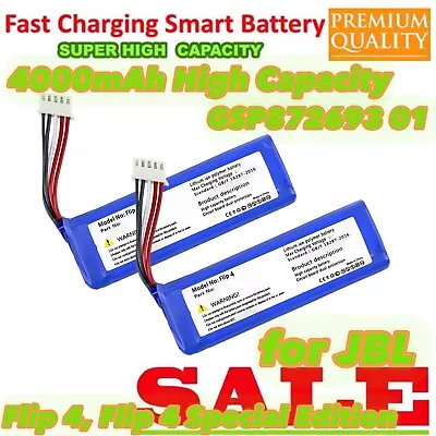 2x New Battery For JBL Flip 4 Flip 4 Special Edition GSP872693 01 Flip4 4000mAh • $36.77