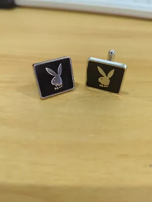 Playboy Pair Of Cufflinks New Colour Silver And Black Rabbit Premium Quality • $8.59