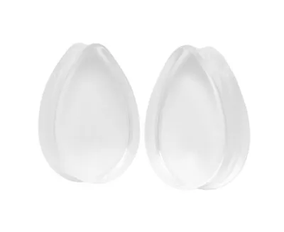 Clear Glass Double Flare Teardrop Plugs (PG-545) Gauges PICK YOUR SIZE • $10.39