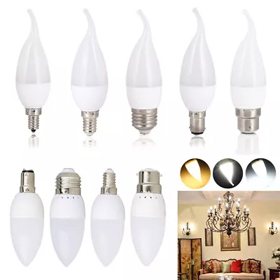 Dimmable LED Flame Candle Light Bulb 3W E27 E14 E12 B15 B22 Plastic Decor Lamps • $2.72