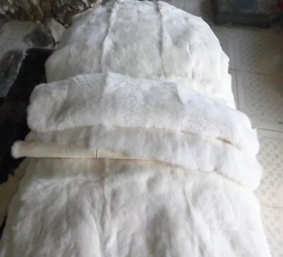 Real Rabbit Fur White Blanket & Real Fur Carpet Rug Throw Leather Fur Carpet US • $35.14