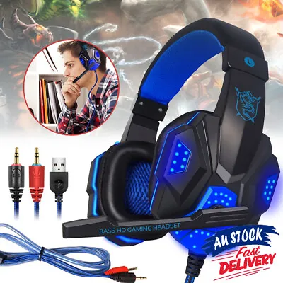 Gaming Headset Computer Game Headphones Deep With Microphone Bass Stereo • $24.79