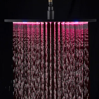 16-inch LED Shower Head Ceiling/Wall Mounted Matte Black Rainfall Square Sprayer • $45