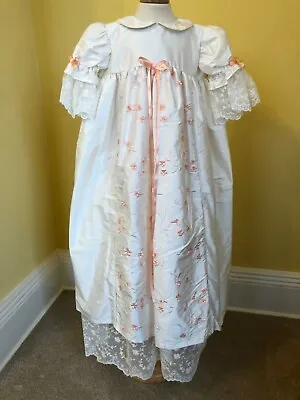 £155 • Buy Ivory/peach Silk Original Heirloom Christening Gown . Hand Made Original One Off