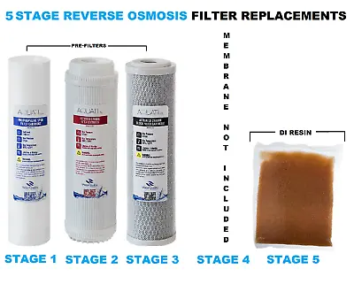 £19.95 • Buy Aquati Replacement 5 Stage Reverse Osmosis System Pre Filters & DI Resin 4 PCS