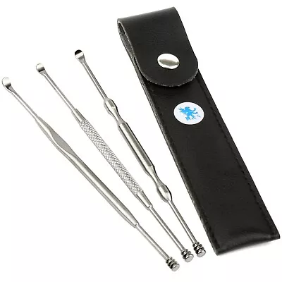 3 Dual Head Stainless Steel Spiral Ear Pick Family Ear Wax Remover Curette Spoon • £3.99