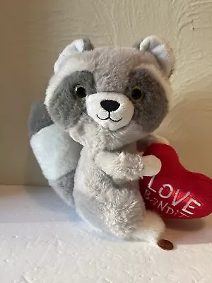 MTY International Valentines Raccoon Plush Stuffed Animal W/ Heart Love Bandit • $9.99
