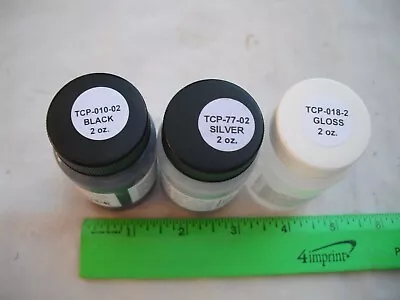 Lot Of 3 Tru-Color Paint TCP 010-02 Black 77-02 Silver 018-2 Gloss2 Fl OzModel • $14.99