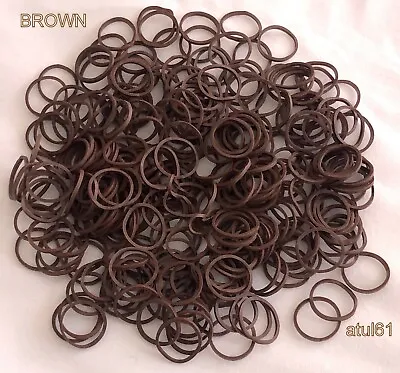 £2.59 • Buy Mini Small BROWN Hair Elastics Rubber Bands Braids Braiding Plaits Bands NEW