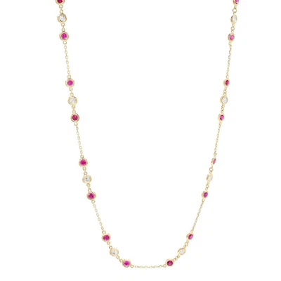 $89.99 • Buy Sapphire & Diamond 10K Yellow Gold Over By The Yard Station W/ 18 Chain Necklace