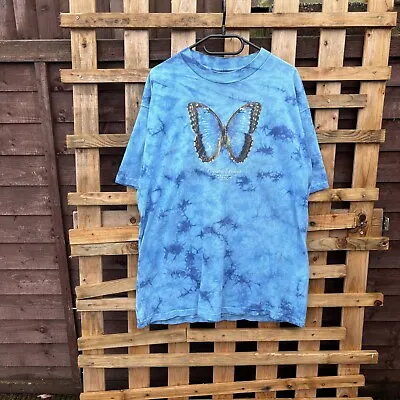 Vintage Blue Butterfly Tie Dye T-shirt XL Nature Costa Rica • £16.99