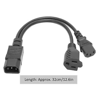 C14 To C13+NEMA 5-15R Y Splitter Power Plug CordSingle C14 Male To C13+Nema 5-1 • $10.51