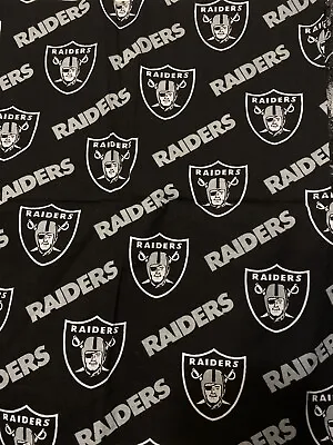 RAIDERS NFL Las Vegas Football Cotton Fabric 1 Yard X 25” W Remnant Piece • $6.26