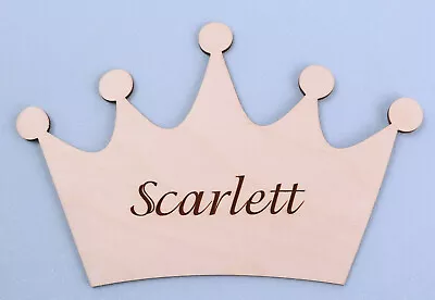 Personalised Wooden Crown Shape Memory Box Toy Box Princess Crown Tiara • £5.25