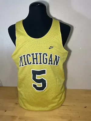 Vtg University Of Michigan Jalen Rose Fab5 Reversible Practice Nike Jersey Sz L • $75