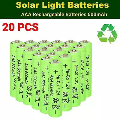 20Pcs AAA Batteries Rechargeable 1.2V 600mAh Ni-CD For Garden Solar Light US • $11.99