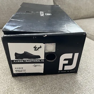 Footjoy Icon Black Saddle Men’s US 9.5 W/ USF Bulls Logo (New In Box) • $99