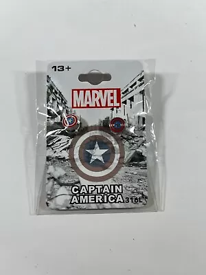 Marvel Captain America Logo Round Stainless Steel Stud Earrings CPTAEREN01 NEW • $13.99