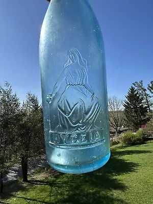 Quart Cornflower Blue Blob Top Hygeia Embossed Maiden Bottle • $40